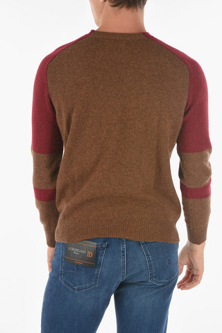 Crew Neck Two Tone BABY SAMAR Camel Pullover