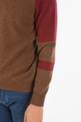 Crew Neck Two Tone BABY SAMAR Camel Pullover