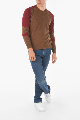 Crew Neck Two Tone BABY SAMAR Camel Pullover