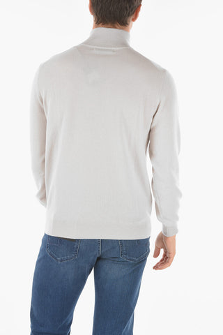 Maglia Mock Neck in Cashmere con Half Zip e Bottone
