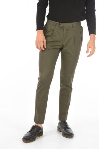 Cashmere and Cotton LEADER Chino Pants with Double Pleat