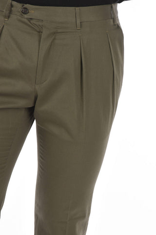 Cashmere and Cotton LEADER Chino Pants with Double Pleat