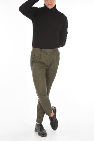 Cashmere and Cotton LEADER Chino Pants with Double Pleat