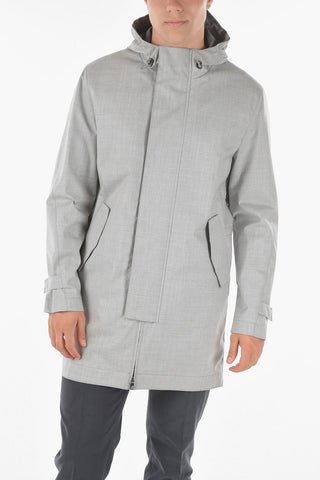 ID Technical Fabric Parka with Drawstrings and Hidden Closure