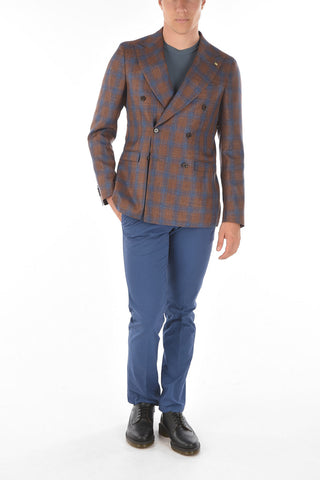 CC COLLECTION Double-breasted REWARD Tartan Motif Blazer