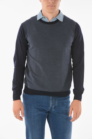 Crew Neck MILL Two Tone Virgin Wool Sweater