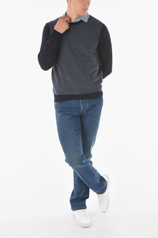 Crew Neck MILL Two Tone Virgin Wool Sweater
