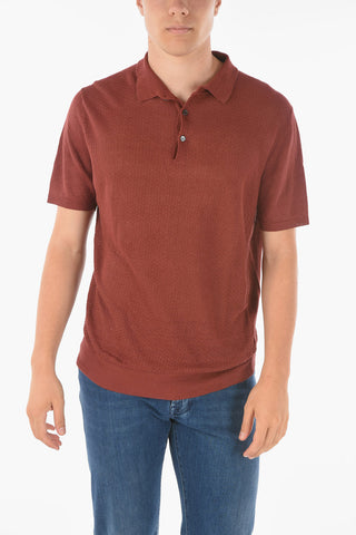 ID Polo 3 Bottoni in Lino Jacquard