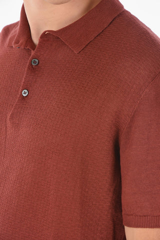 ID Polo 3 Bottoni in Lino Jacquard