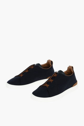 Leather Fabric TRIPLE STITCH Slip On Sneakers