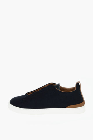 Leather Fabric TRIPLE STITCH Slip On Sneakers