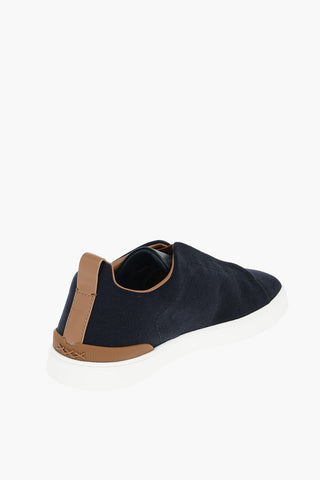 Leather Fabric TRIPLE STITCH Slip On Sneakers