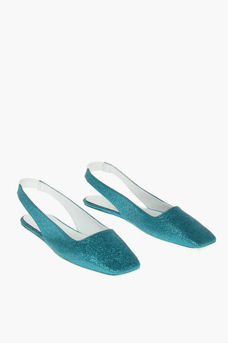 MM6 Gilittery Leather Slingback Ballet Flats