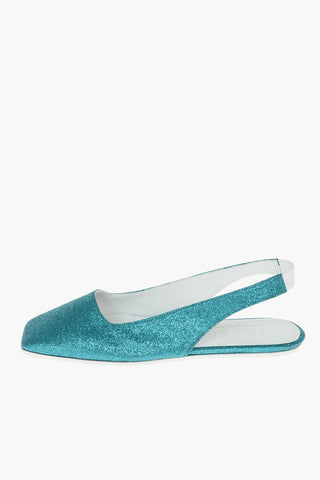 MM6 Gilittery Leather Slingback Ballet Flats