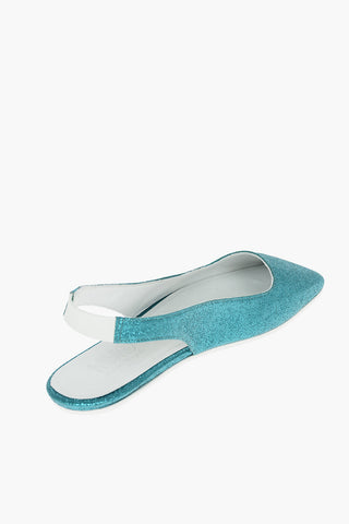 MM6 Gilittery Leather Slingback Ballet Flats