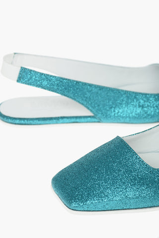 MM6 Gilittery Leather Slingback Ballet Flats