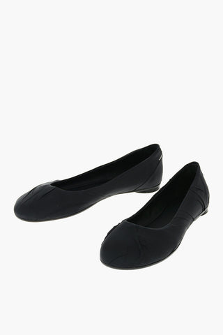 MM6 Fabric Leather Ballet Flats with Crush Effect