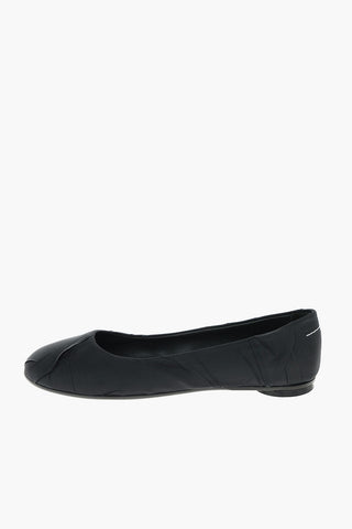MM6 Fabric Leather Ballet Flats with Crush Effect