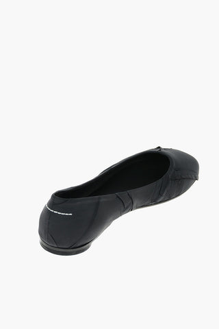 MM6 Fabric Leather Ballet Flats with Crush Effect