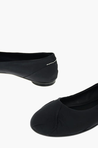 MM6 Fabric Leather Ballet Flats with Crush Effect