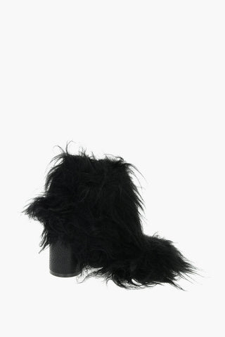 MM6 Leather Ankle Boots with Fur All-over 9,5cm