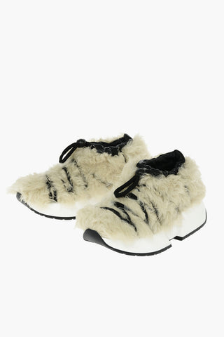 MM6 Eco-Furred Sneakers with Laces and Drawstring
