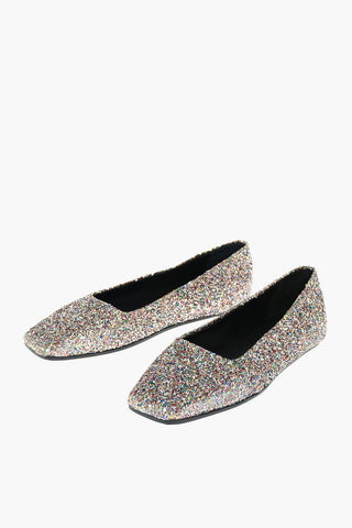 MM6 Glittery Rubber and Leather Ballet Flats