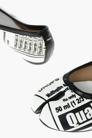 MM22 Leather TABI Ballet Flats with Lettering Print