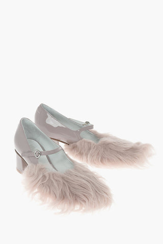 MM6 Patent Leather Mary Jane Pumps with Eco-Furred Toe 4,5cm