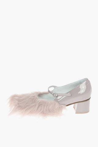 MM6 Patent Leather Mary Jane Pumps with Eco-Furred Toe 4,5cm