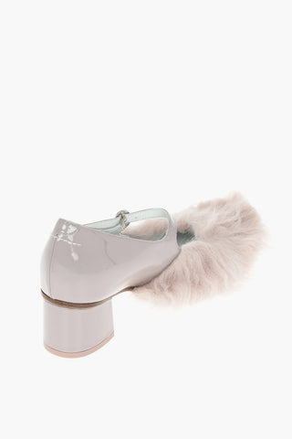 MM6 Patent Leather Mary Jane Pumps with Eco-Furred Toe 4,5cm