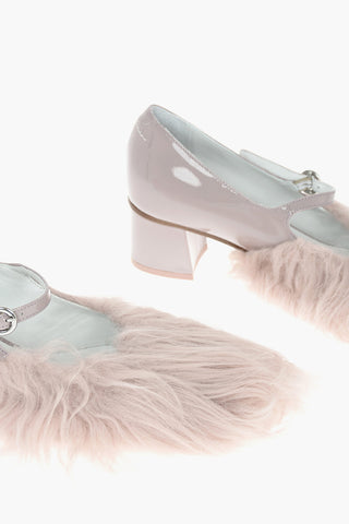 MM6 Patent Leather Mary Jane Pumps with Eco-Furred Toe 4,5cm
