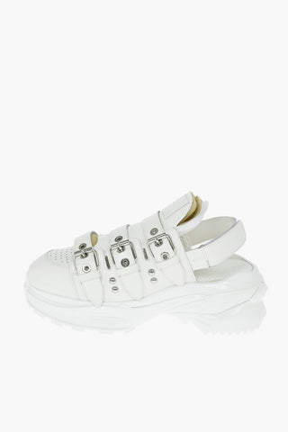 MM22 Leather Slingback Sneakers with Buckles