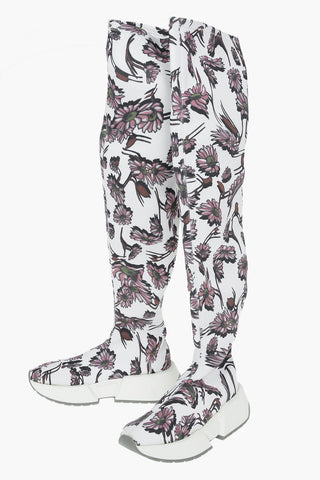 MM6 Floral Patterned Fabric Over-the-knee Boots with Statement Sole