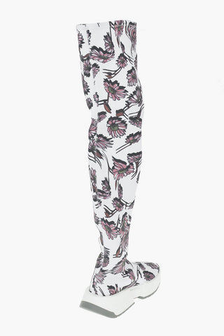 MM6 Floral Patterned Fabric Over-the-knee Boots with Statement Sole