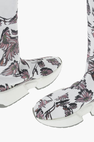 MM6 Floral Patterned Fabric Over-the-knee Boots with Statement Sole