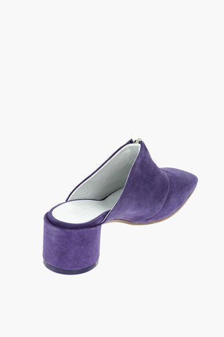 MM6 Suede Leather Mules with Zip Detail 5cm