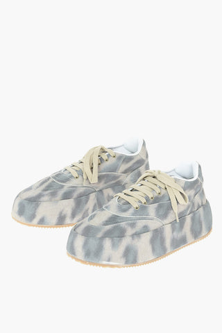 MM6 Leopard Patterned Suede Leather Sneakers with Statement Sole