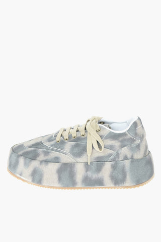 MM6 Leopard Patterned Suede Leather Sneakers with Statement Sole