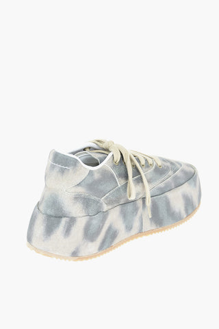 MM6 Leopard Patterned Suede Leather Sneakers with Statement Sole