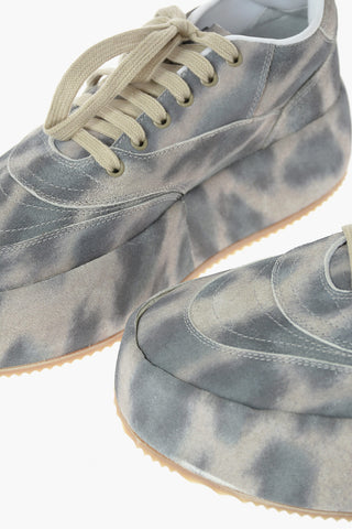 MM6 Leopard Patterned Suede Leather Sneakers with Statement Sole