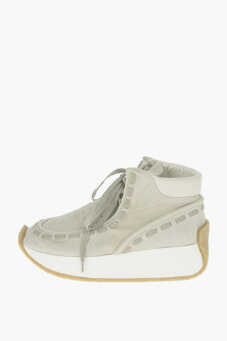 MM6 Suede Leather Sneakers with Lace Trim Detail