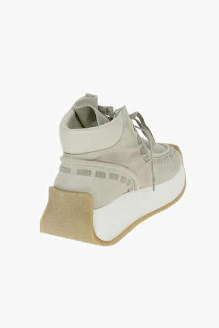 MM6 Suede Leather Sneakers with Lace Trim Detail