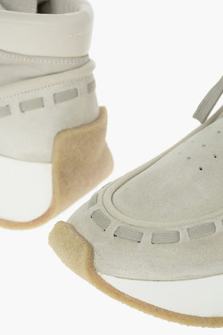 MM6 Suede Leather Sneakers with Lace Trim Detail