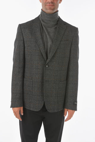 ZZEGNA Glen Checkered 2-button Blazer with Notch Lapel