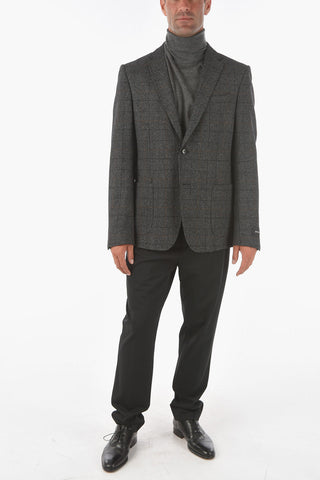 ZZEGNA Glen Checkered 2-button Blazer with Notch Lapel
