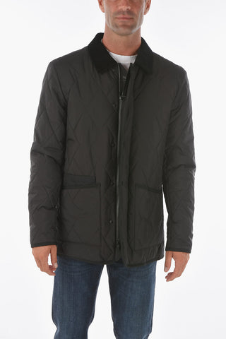ZZEGNA corduroy collar quilted jacket