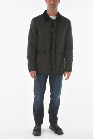 ZZEGNA corduroy collar quilted jacket