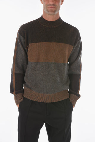 ZZEGNA Ribbed Two-Tone Crew-neck Sweater