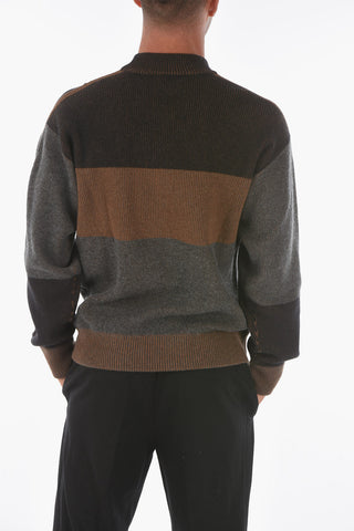 ZZEGNA Ribbed Two-Tone Crew-neck Sweater